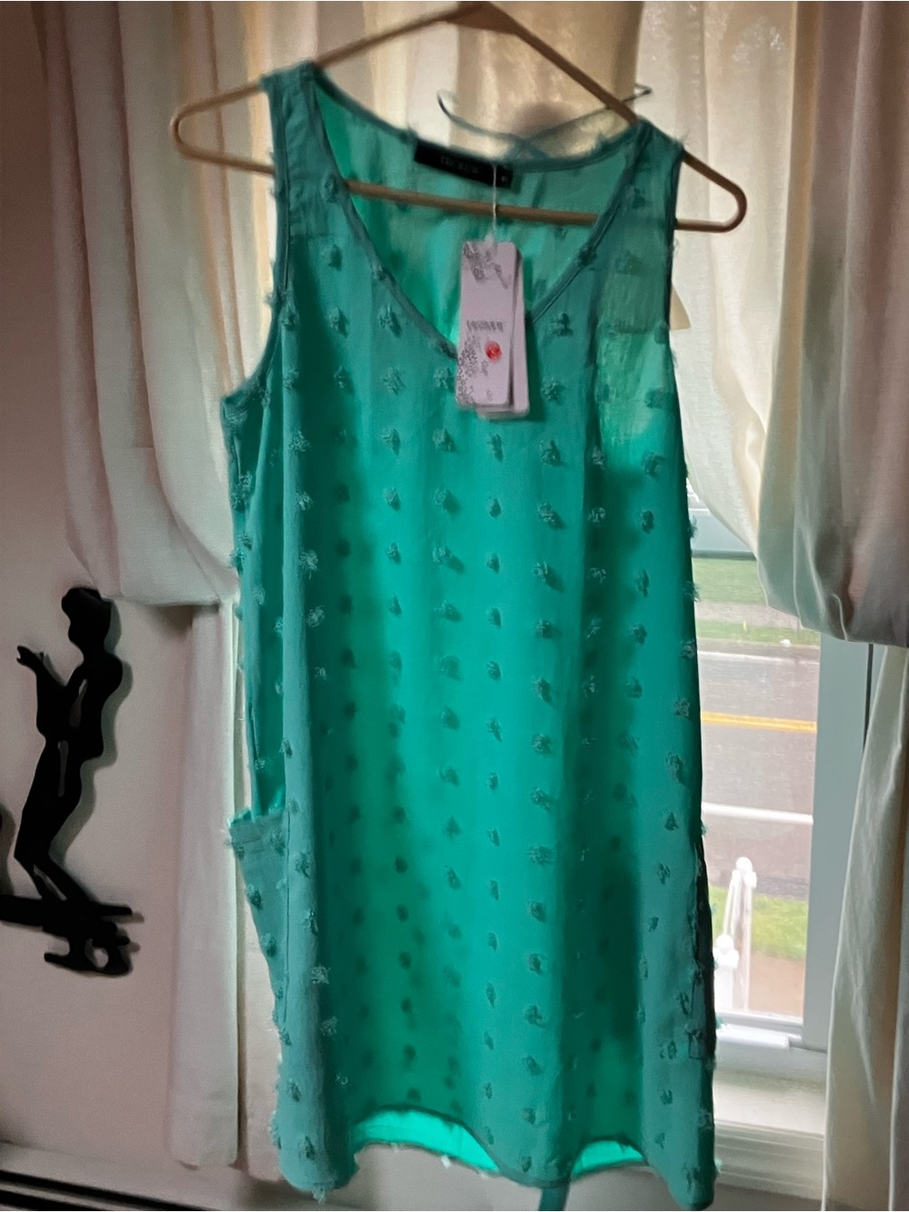 Sleeveless Teal Embellished Shift Dress